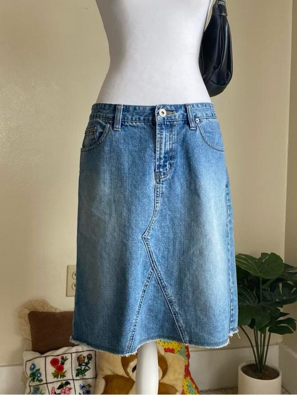 Vintage low rise denim midi skirt - Picture 6 of 8